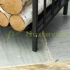 Firewood storage with two handles up to 50 kg firewood stand metal 39x32.5x46 cm indoor and outdoor, black