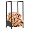 Firewood storage up to 50 kg firewood stand powder-coated steel 39x35x76 cm indoor and outdoor, black