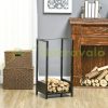 Firewood storage up to 50 kg firewood stand powder-coated steel 39x35x76 cm indoor and outdoor, black