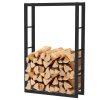 Firewood holder black 45x28x70 cm firewood holder made of powder-coated steel for indoor use