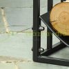 Firewood storage up to 60 kg firewood stand metal 60.5x36x46.5 cm indoor and outdoor, black