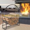 Firewood storage firewood stand round, steel in black color