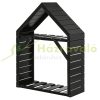 Firewood storage with two shelves weatherproof 92x35.5x121.5 cm lacquered with stable cross braces black