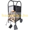 Fireplace wood storage firewood cart and cleaning kit