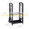 Firewood storage with 2 shelves and 4-piece fireplace accessories 