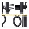 Firewood storage with 2 shelves and 4-piece fireplace accessories 