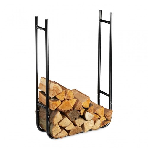 Narrow firewood shelf for indoor and outdoor use 