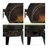 Garden fire pit 110x53x44 cm cast iron fireplace bronze outdoor stove burning for terrace 