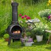 Garden fire pit 112x48x46 cm cast iron fireplace silver outdoor stove burning for terrace 