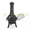 Garden fire pit 112x48x46 cm cast iron fireplace silver outdoor stove burning for terrace 