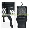 Garden fire pit 113x38x38 cm black solid cast iron fireplace outdoor stove burning for terrace for veranda