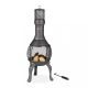 Garden fire pit 114x40x40 cm silver cast iron fireplace outdoor stove burning for terrace for veranda