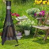 Garden fire pit steel fireplace outdoor stove 120x45 cm for burning terrace