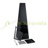Garden fire pit 149x44x44 cm black steel fireplace pyramid grill outdoor stove burning for terrace for veranda