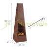 Garden fire pit 149x45x45 cm bronze steel fireplace pyramid grill outdoor stove burning for terrace for veranda