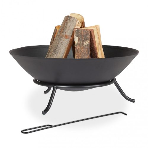 Mobile fire pit 23x57 cm rustic cast iron fire bowl garden fire pit outdoor fuel for garden terrace veranda