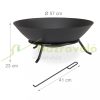 Mobile fire pit 23x57 cm rustic cast iron fire bowl garden fire pit outdoor fuel for garden terrace veranda
