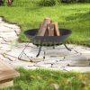 Mobile fire pit 23x57 cm rustic cast iron fire bowl garden fire pit outdoor fuel for garden terrace veranda
