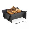 Mobile fire pit 30x74x66 cm black modern solid steel garden fire bowl outdoor fire pit for terrace or veranda