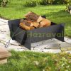 Mobile fire pit 30x74x66 cm black modern solid steel garden fire bowl outdoor fire pit for terrace or veranda