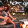 Mobile fire pit 30x74x66 cm black modern solid steel garden fire bowl outdoor fire pit for terrace or veranda