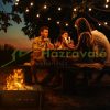 Mobile fire pit 30x74x66 cm black modern solid steel garden fire bowl outdoor fire pit for terrace or veranda