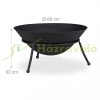 Mobile fire pit 60 cm diameter black rustic cast iron garden fire bowl for outdoor burning patio porch