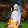 Mobile fire pit 60 cm diameter black rustic cast iron garden fire bowl for outdoor burning patio porch
