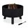 Mobile fire pit 58.5 cm diameter black rustic steel garden fire pit for outdoor burning patio porch