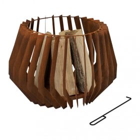   Mobil tűzrakó 40x60 cm íves rozsdás megjelenésű corten acélból kerti tűzrakó kosár kültéri tüzelő