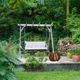   Mobil tűzrakó 40x60 cm íves rozsdás megjelenésű corten acélból kerti tűzrakó kosár kültéri tüzelő