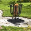 Mobile fire pit 46x41x36 cm modern black steel garden fire pit basket outdoor fire pit for garden terrace veranda