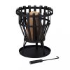 Mobile fire pit 50x40 cm modern black steel garden fire pit basket outdoor fire pit for garden terrace veranda