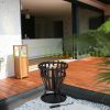 Mobile fire pit 50x40 cm modern black steel garden fire pit basket outdoor fire pit for garden terrace veranda
