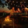 Mobile fire pit 60 cm diameter black massive rustic cast iron garden fire bowl for outdoor burning patio porch
