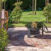 Mobile fire pit 60 cm diameter black massive rustic cast iron garden fire bowl for outdoor burning patio porch