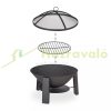 Mobile fire pit 60 cm diameter black massive rustic cast iron garden fire bowl for outdoor burning patio porch