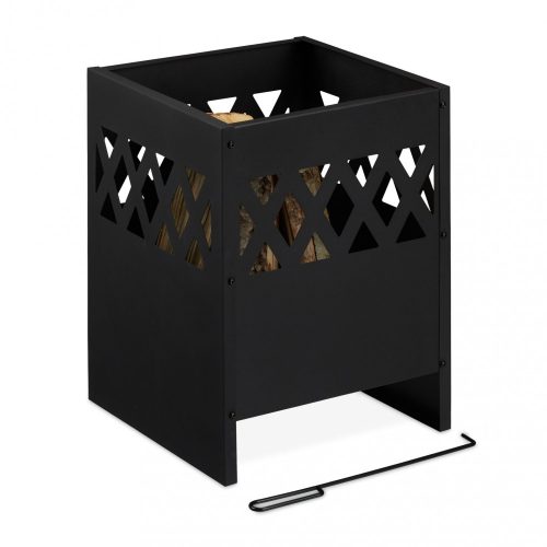 Mobile fire pit 53x40x40 cm decorative black steel garden fire pit basket outdoor fire pit for garden terrace veranda