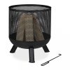 Mobile fire pit 53x44 cm rustic mesh black steel garden fire pit basket outdoor burner