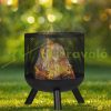 Mobile fire pit 53x44 cm rustic mesh black steel garden fire pit basket outdoor burner