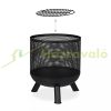 Mobile fire pit 53x44 cm rustic mesh black steel garden fire pit basket outdoor burner