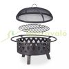 Mobile fire pit 53x76 cm antique effect bronze steel garden fire pit for outdoor burning in the garden on the terrace on the veranda