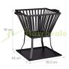 Mobile fire pit 56x56x45 cm black garden fire pit outdoor fire pit for terrace veranda