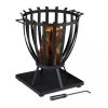 Mobile fire pit 57x56x47.5 cm modern black steel garden fire pit basket outdoor fire pit for garden terrace veranda