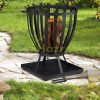 Mobile fire pit 57x56x47.5 cm modern black steel garden fire pit basket outdoor fire pit for garden terrace veranda