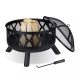 Mobile fire pit 58x62 cm black decorative lattice garden fire pit for outdoor burning terrace for veranda