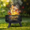 Mobile fire pit 58x62 cm black decorative lattice garden fire pit for outdoor burning terrace for veranda