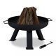 Mobile Fire Pit 60cm Diameter Black Round Steel Garden Fire Pit 3 Legs Outdoor Fire Pit For Patio Porch