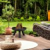Mobile Fire Pit 60cm Diameter Black Round Steel Garden Fire Pit 3 Legs Outdoor Fire Pit For Patio Porch