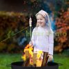 Mobile Fire Pit 60cm Diameter Black Round Steel Garden Fire Pit 3 Legs Outdoor Fire Pit For Patio Porch